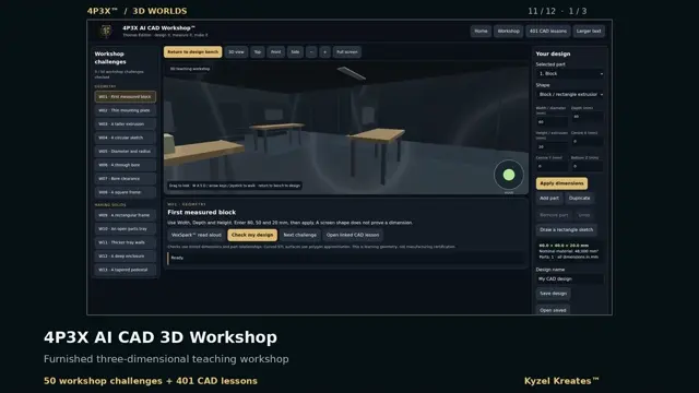 Frame from the AI CAD 3D Workshop development showcase