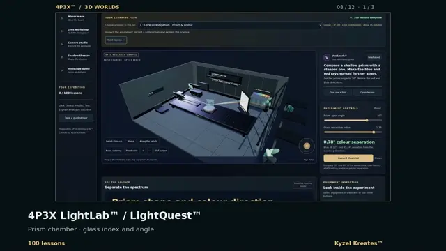 Frame from the LightLab / LightQuest development showcase