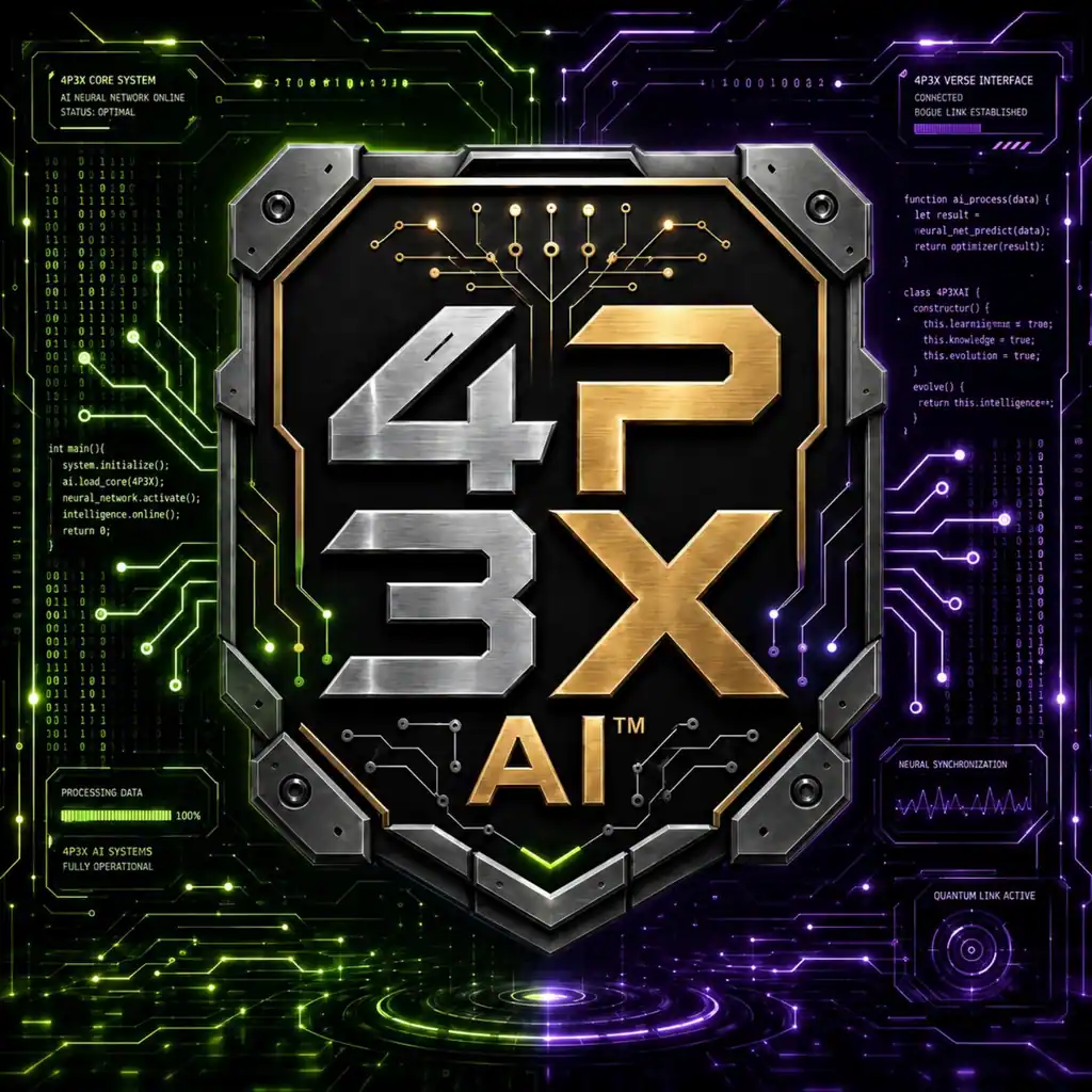 4P3X AI™ metallic gold and silver branded logo